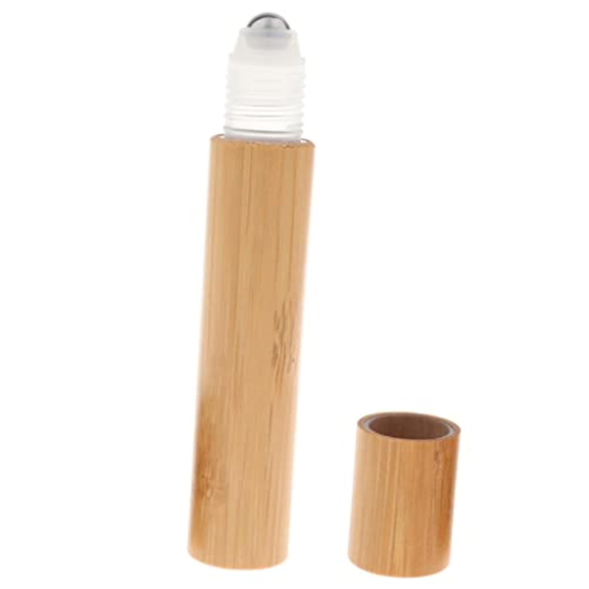 2x Bamboo Refillable Empty Essential Oil Makeup Roll On Bottles